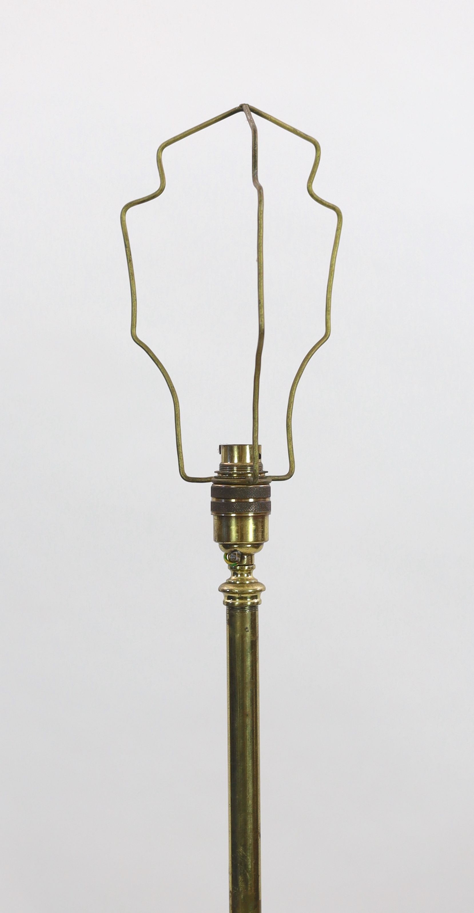An Edwardian brass telescopic lamp standard